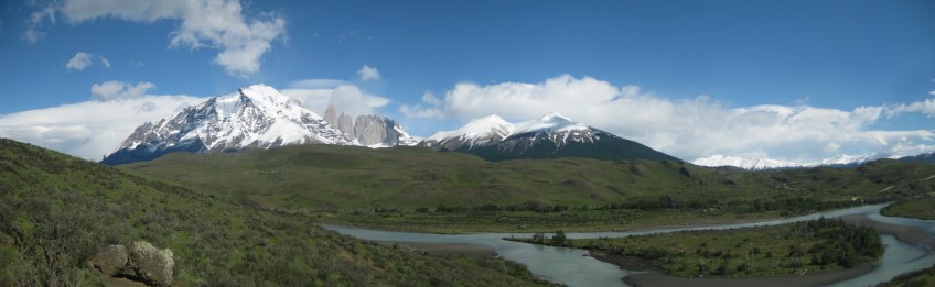 Panorama Torres del Paine vom Eingang des Nationalparks aus